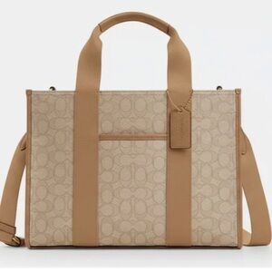 Coach Smith Tote Bag in Khaki Signature Jacquard NWT